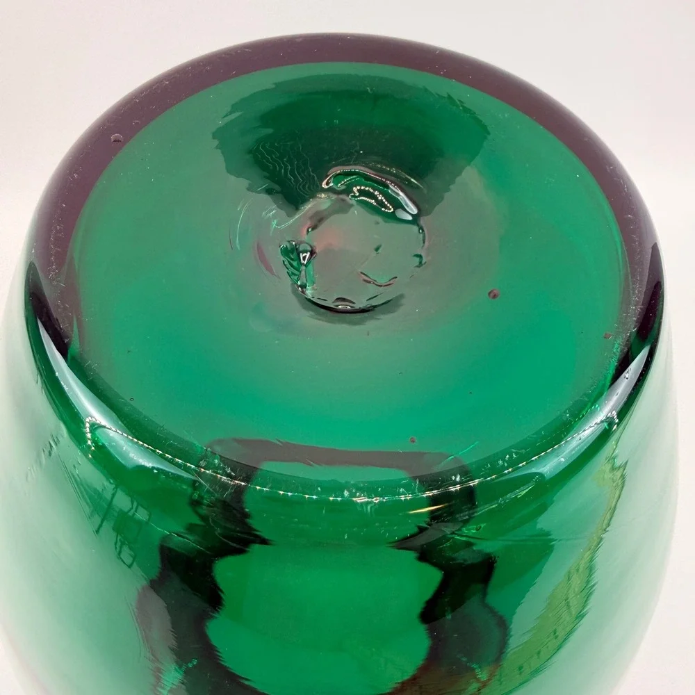 Blenko 431L Emerald Green Hand Blown‎ Glass Vase Original Foil Sticker